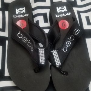 BEBE CRYSTAL RHINESTONE FLIP FLOPS